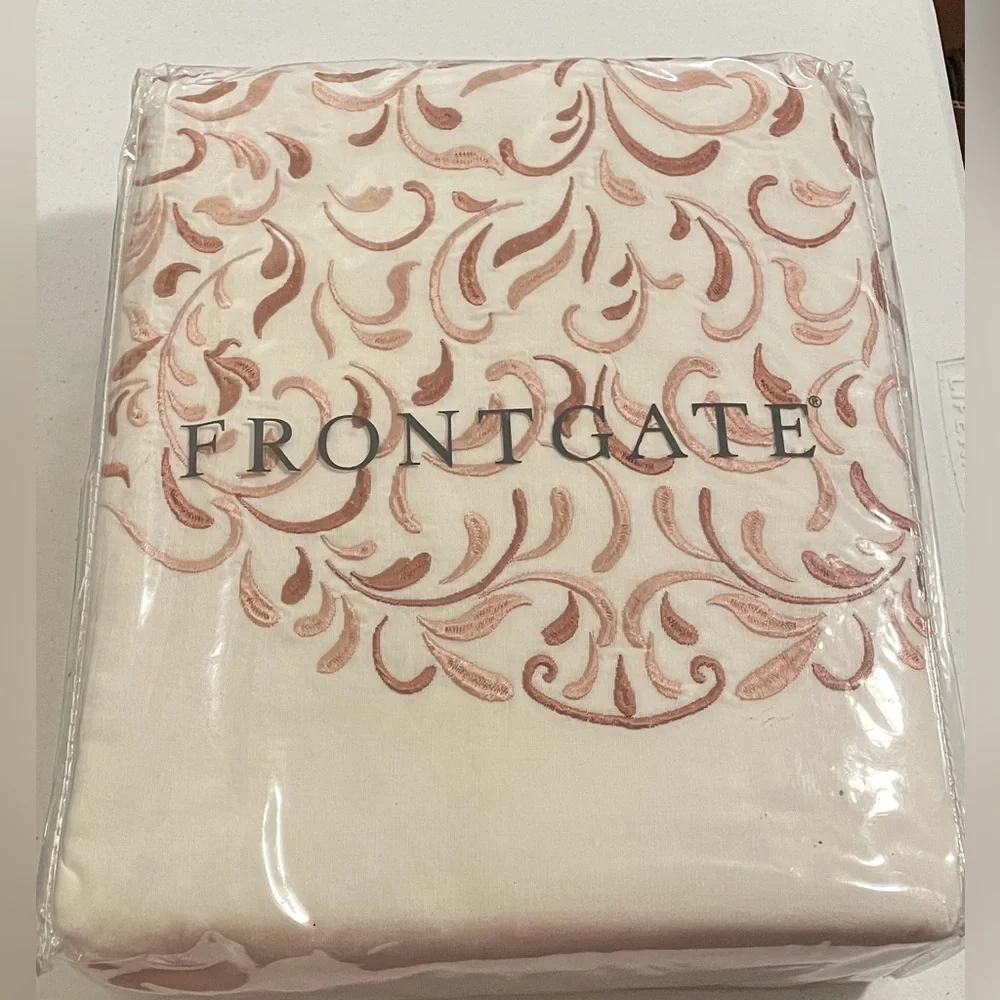 Frontgate Regan Embroidered King Duvet Cover White Warm Clay